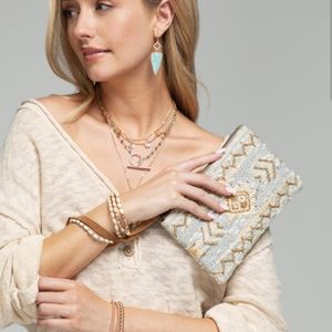 Handmade boho beaded wristlet clutch